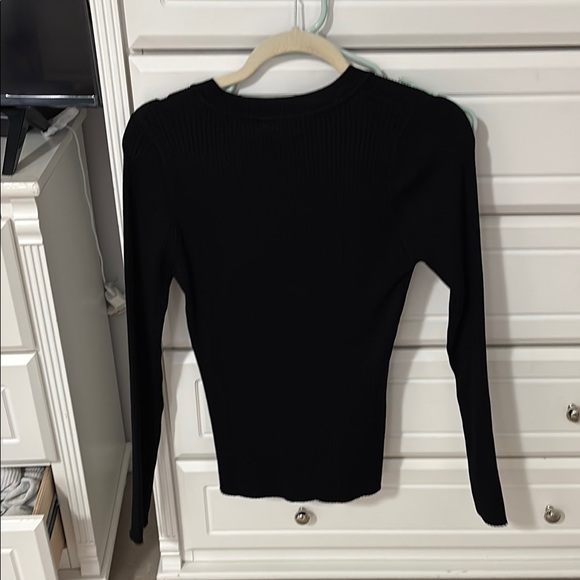 Black Ribbed Long Sleeve Top - Picture 2 of 4